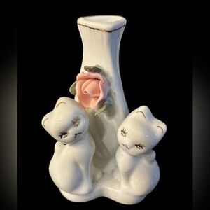 Vintage Bud Vase With Curious Kitties